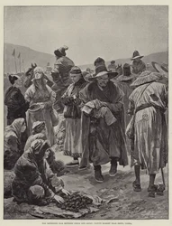 The Impending War between China and Japan, Native Market near Seoul, Corea